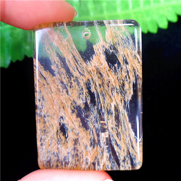 47x34x7mm Brown Cherry Quartz Reiki Oblong Pendant Bead BV65035