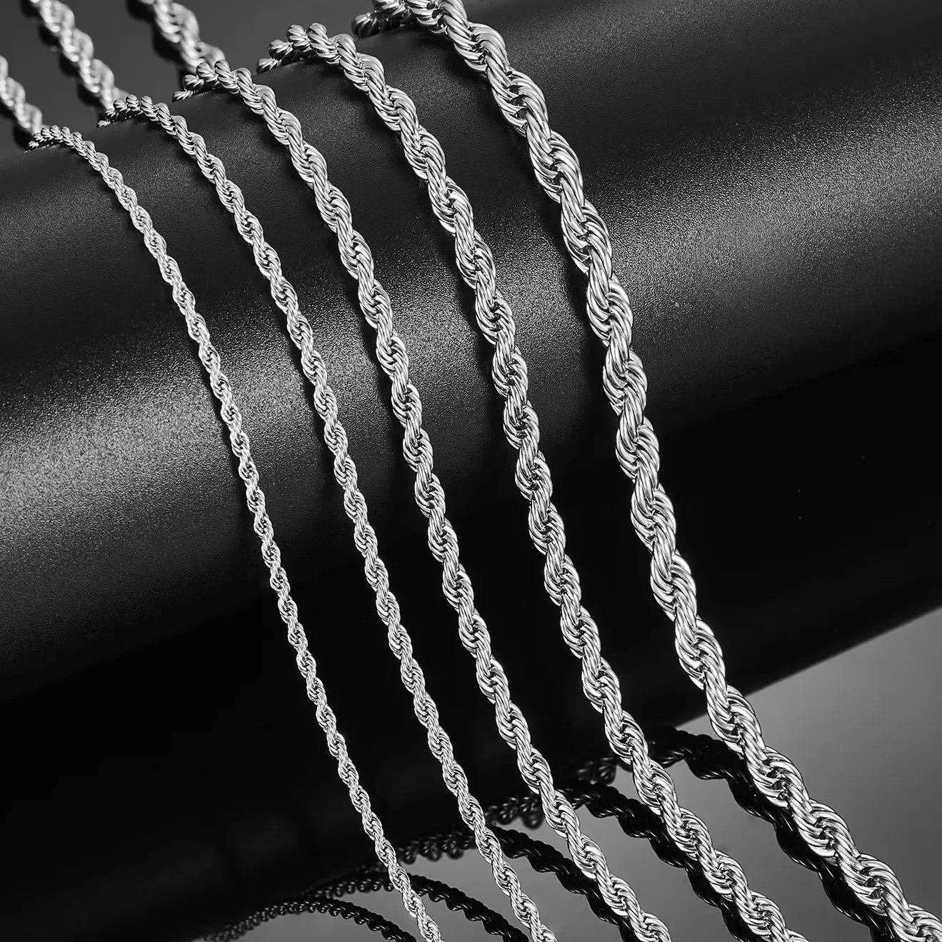 925 Sterling Solid Silver 4MM Twisted Rope Chain Necklace 16″ – 24″ Mens Womens