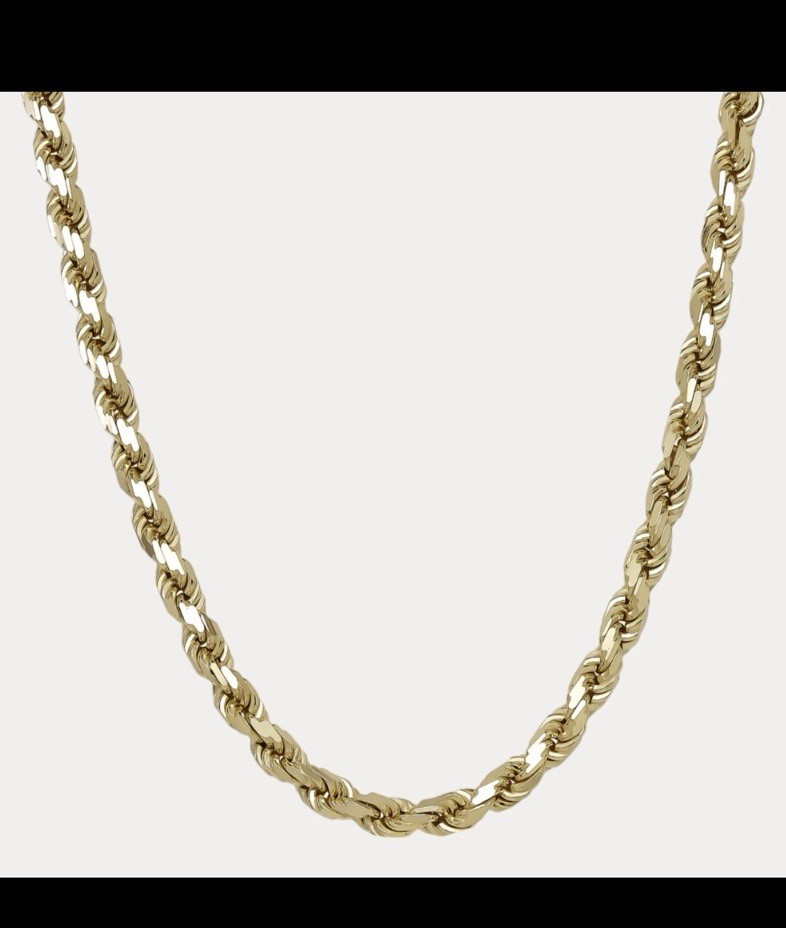 14K, 8mm Solid Vermeil Gold DC Rope Chain Necklace 24in – Lobster Clasp