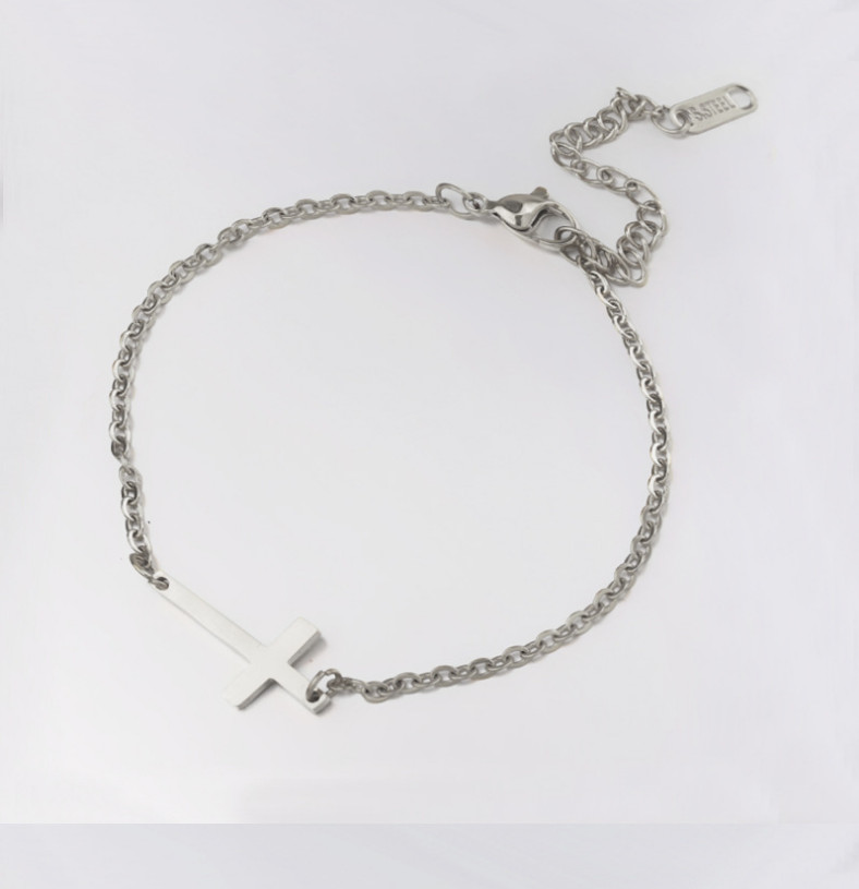 8-10″ Rose Gold Silver Gold Stainless Steel Cross Anklet Foot Chain Women PE49