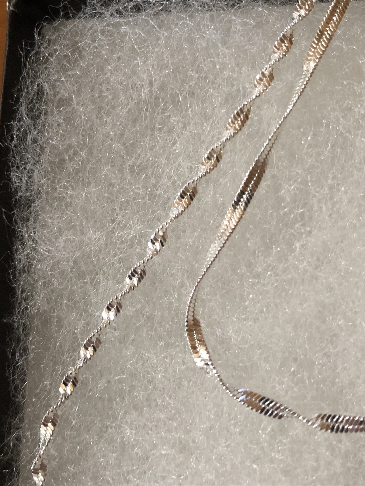 925 Sterling Silver Double Water Wave Chain Necklace w/ Lobster Lock 29 1/
