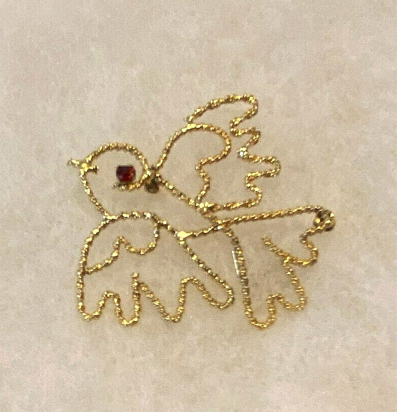 Costume Dove Outline Pin with Red Eye Approx. 1 3/4 Inches Wide