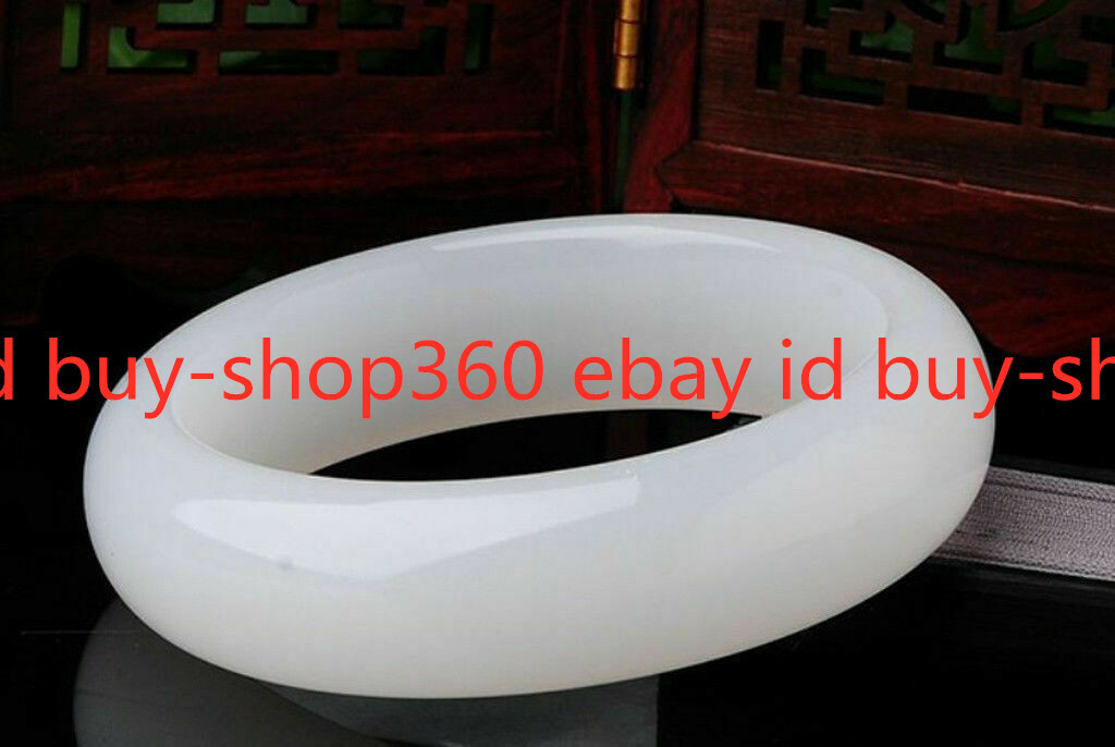 Natural Afghanistan White Jade Gemstone Bracelet Bangle 53-66mm Free Box