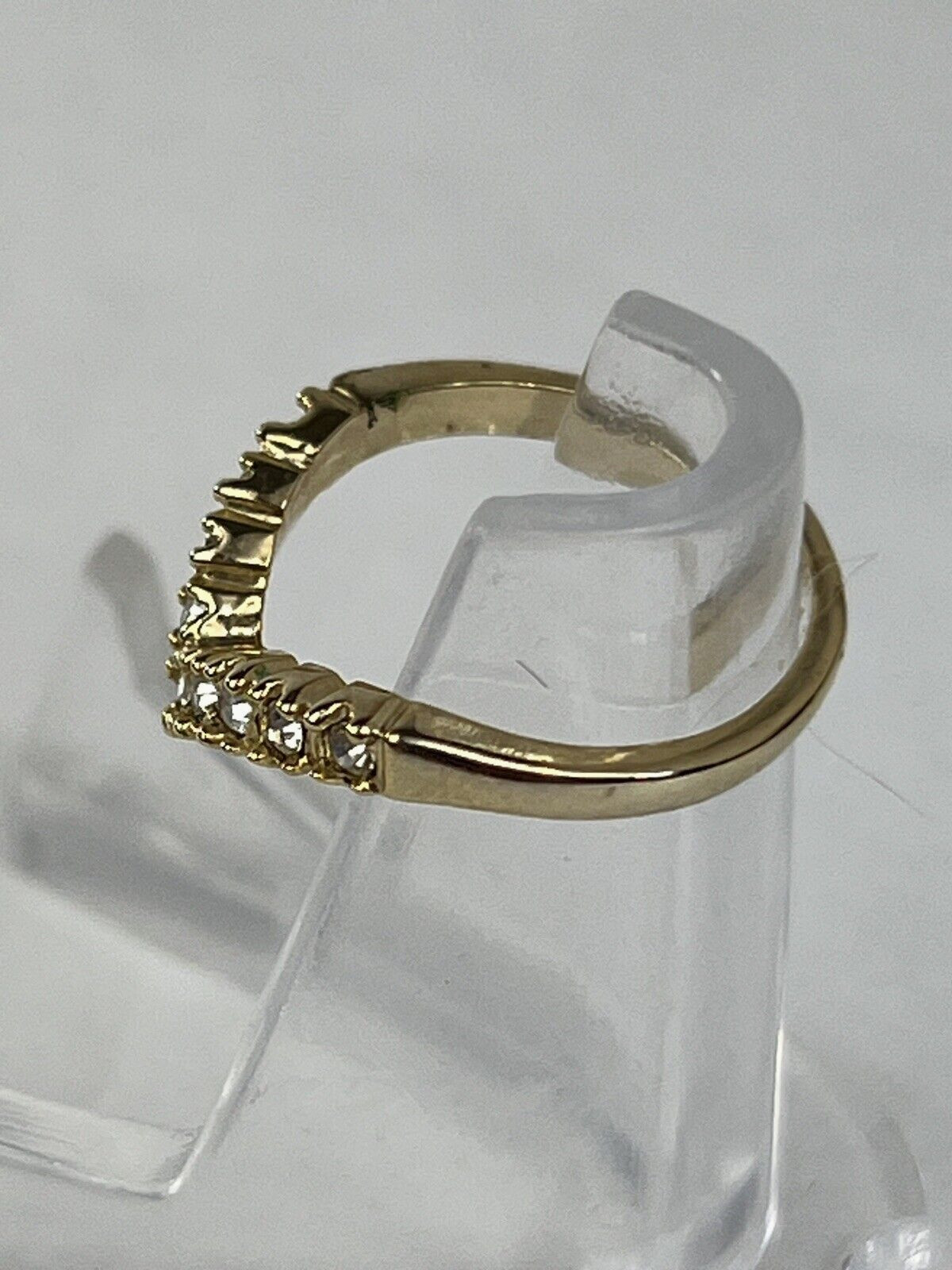 Gold Tone 14K GE Roman Ring Size 6 Clear Stone V Shape ring Roman China