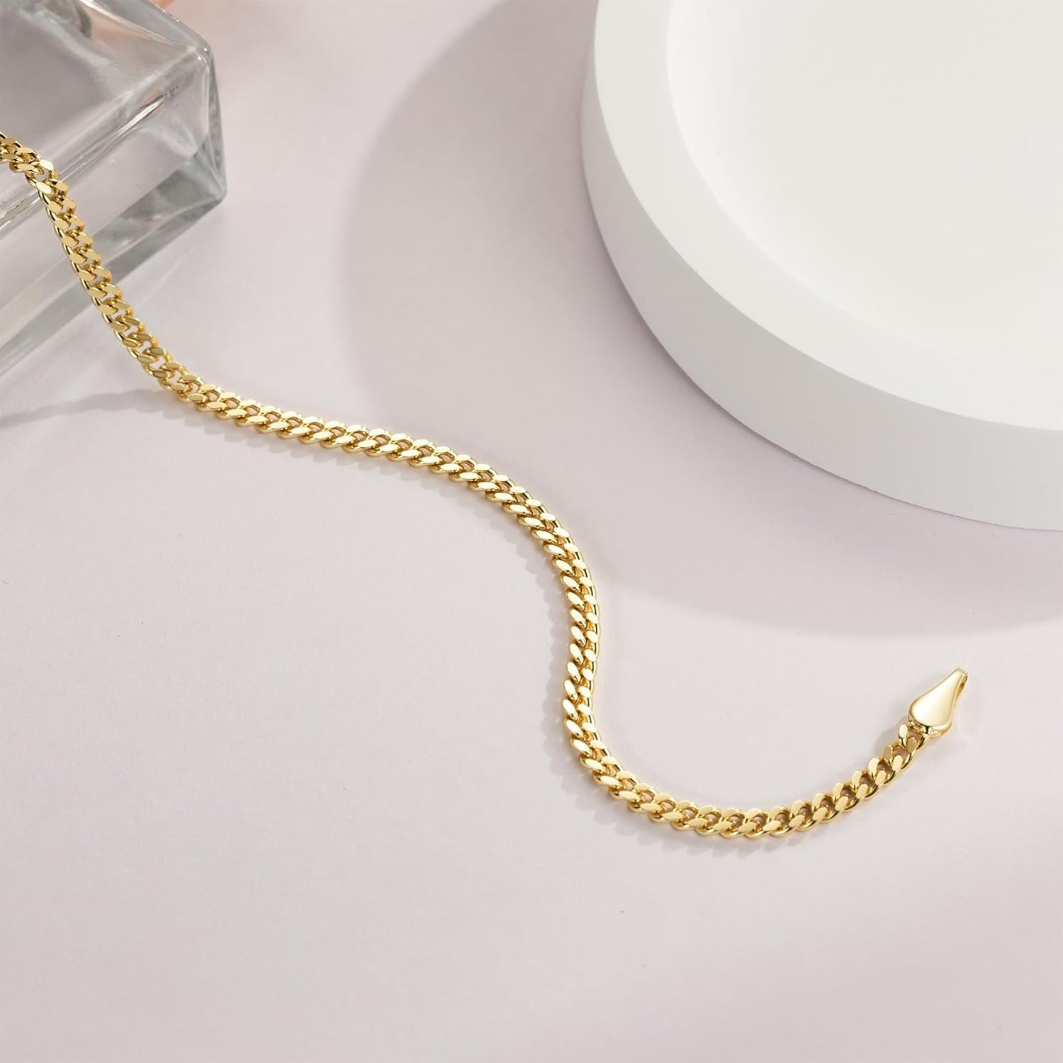 Bracelets for Women 14K Gold Bracelets Classic Cuban Chain Charm Gold Bracelet F