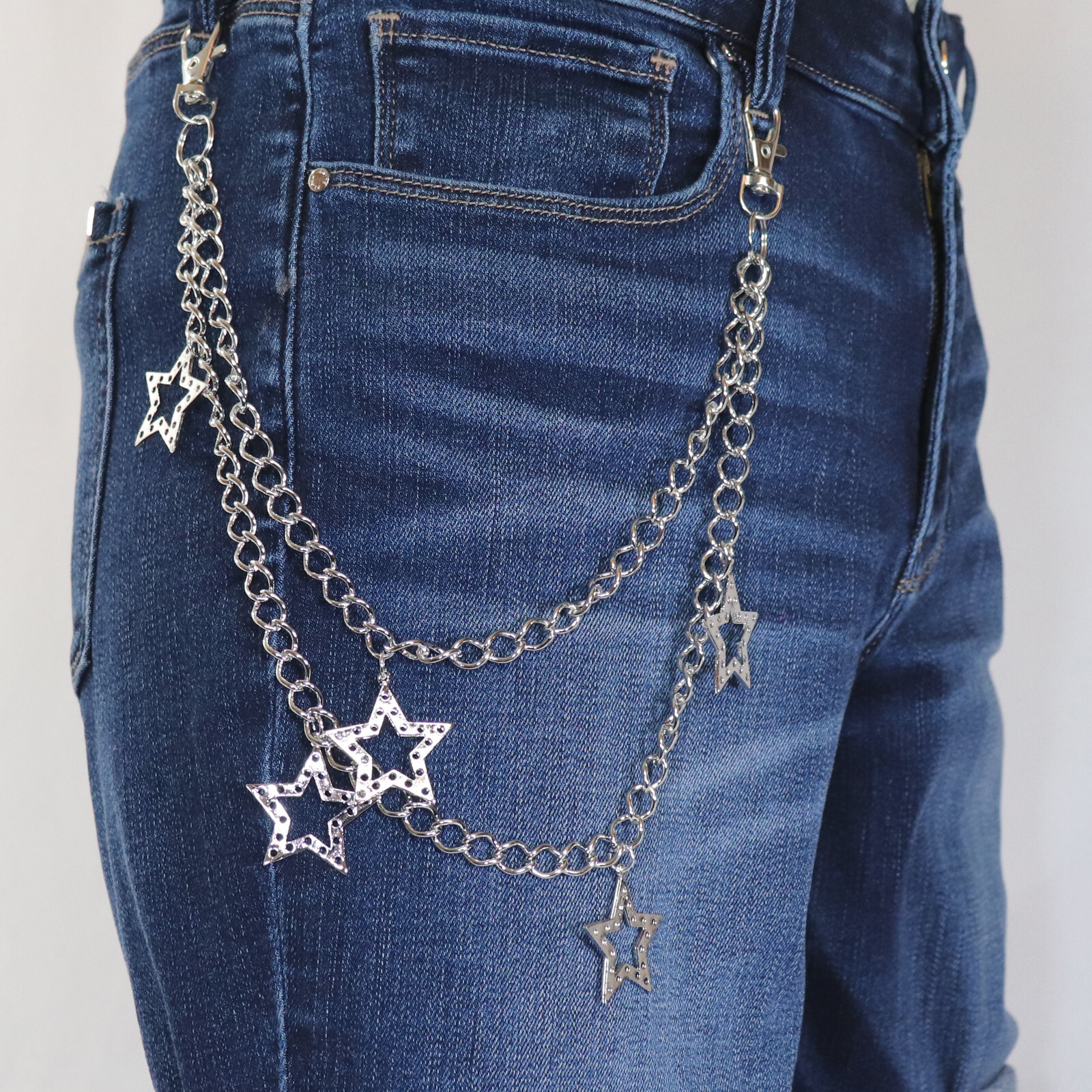 Jean Chains with Stars Hip Hop Punk Rock Heavy Duty Steel Chain JC-997