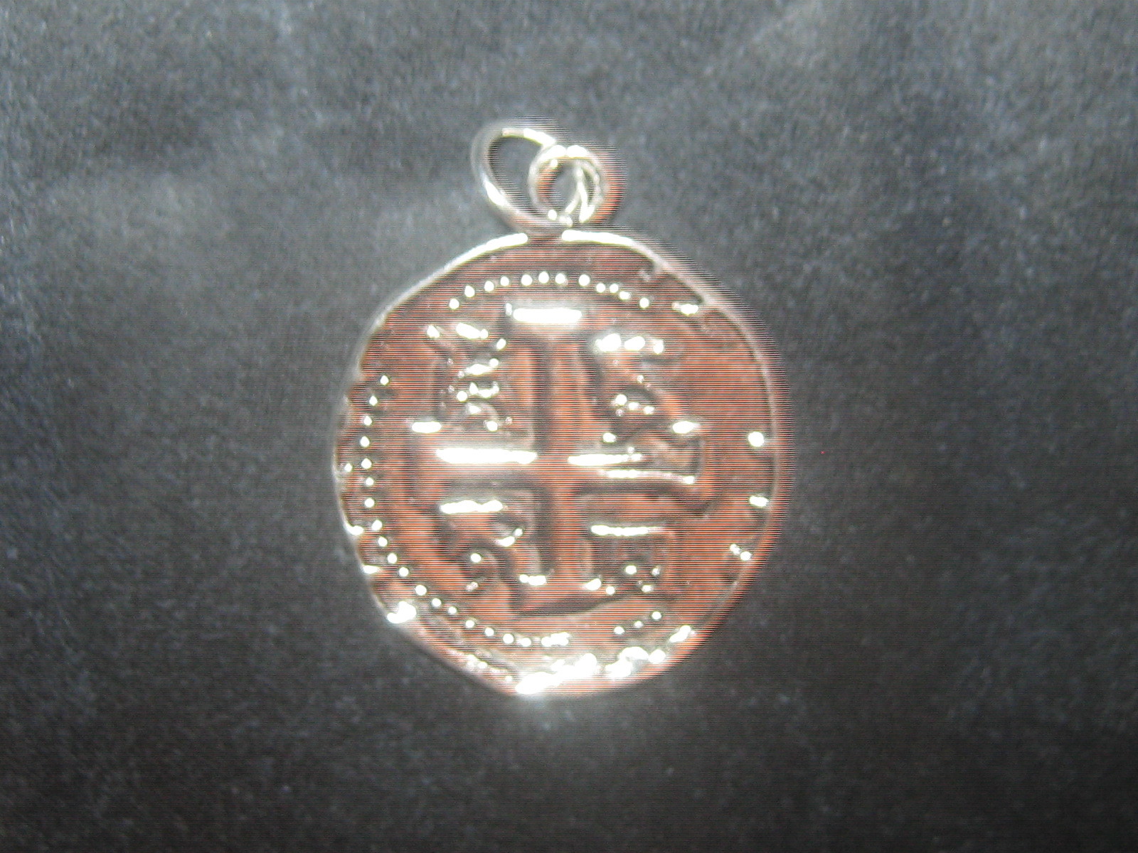 25MM Pewter Silver Tone Coin Pieces Of Eight Pirate Charm Pendant Necklace