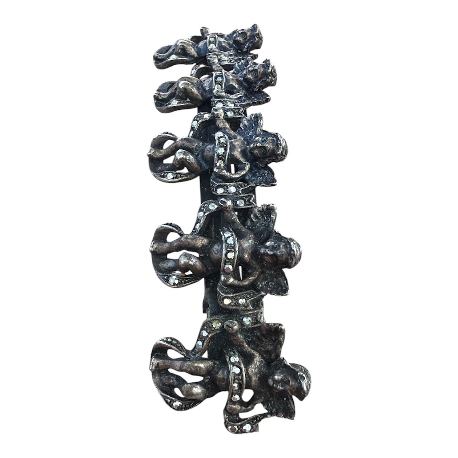 Kirks Folly Silver Plated Angel Cherub Hair Barrette Clip
