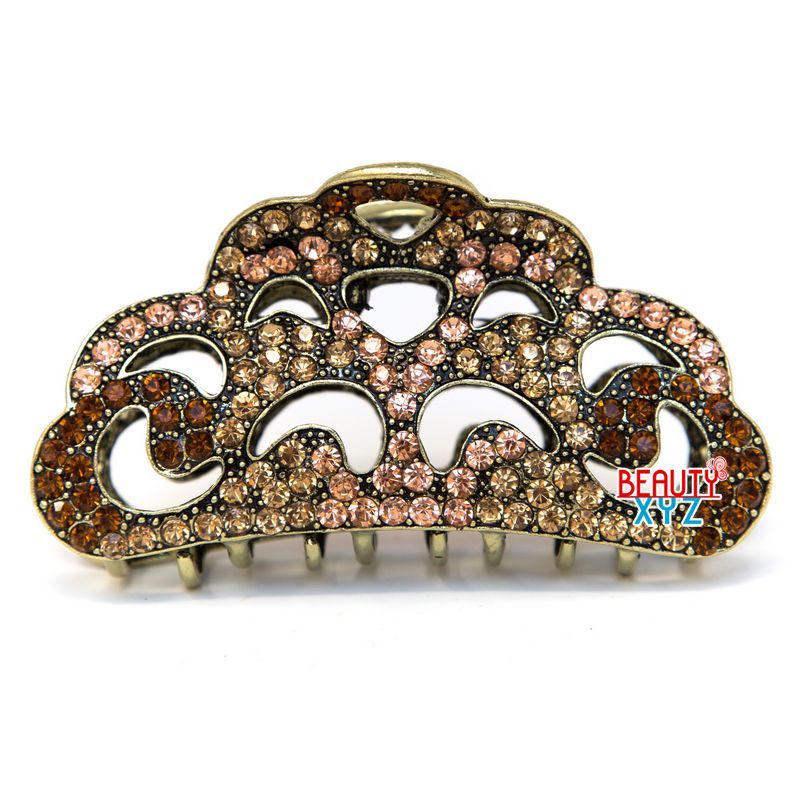 USA Woman Large elegant metal multi color rhinestone crystal hair claw Clip pin