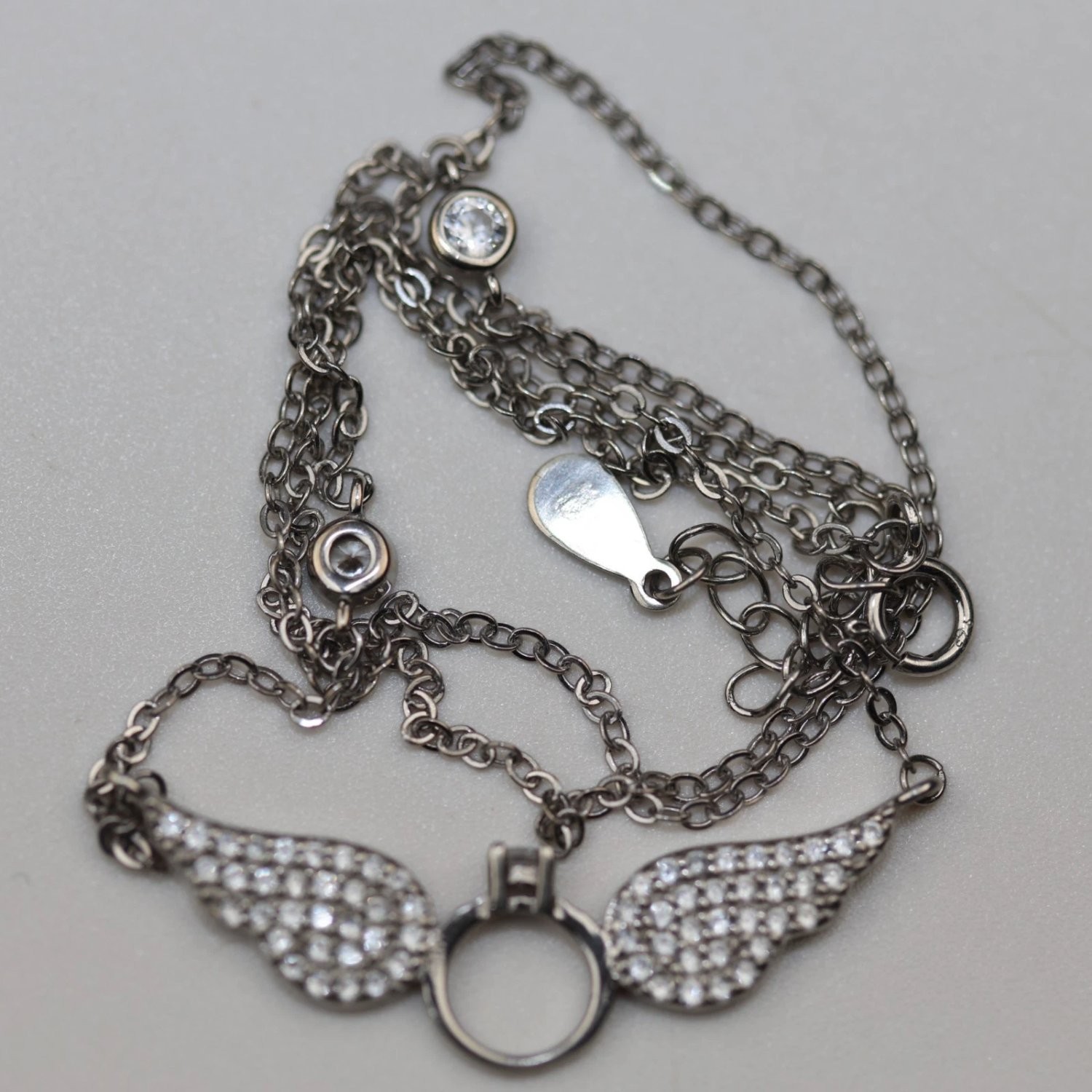 Necklace 16-18 Inch Silver Sterling Angel Wing Pendant Wings Chain