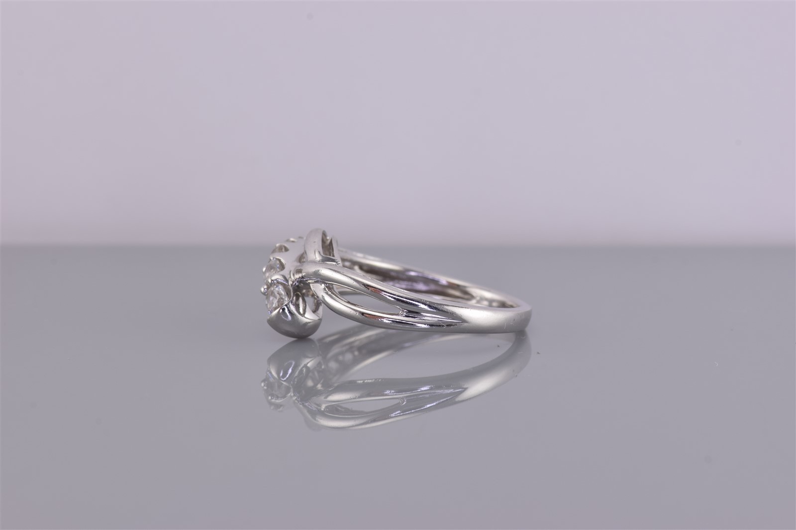 Sterling Silver Swirled Loop White Topaz Journey Band Ring SUN 925 Sz: 7
