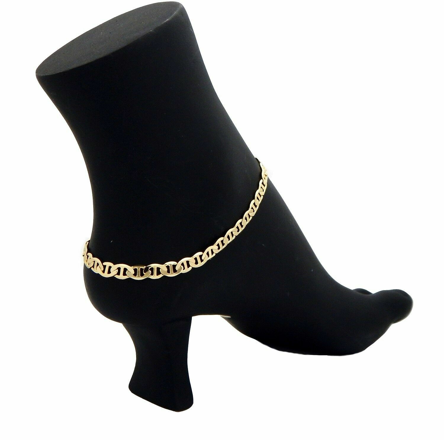 5mm MARINER ANCHOR CHAIN QUALITY ANKLET BRACELET 14K ITALY GOLD PLATED