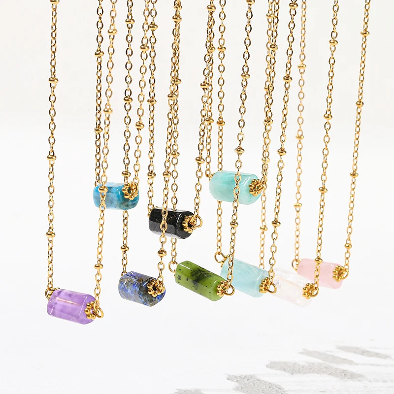JD Handmade Boho Necklace Natural Amethyst Faceted Bead Pendant Necklace For Wom