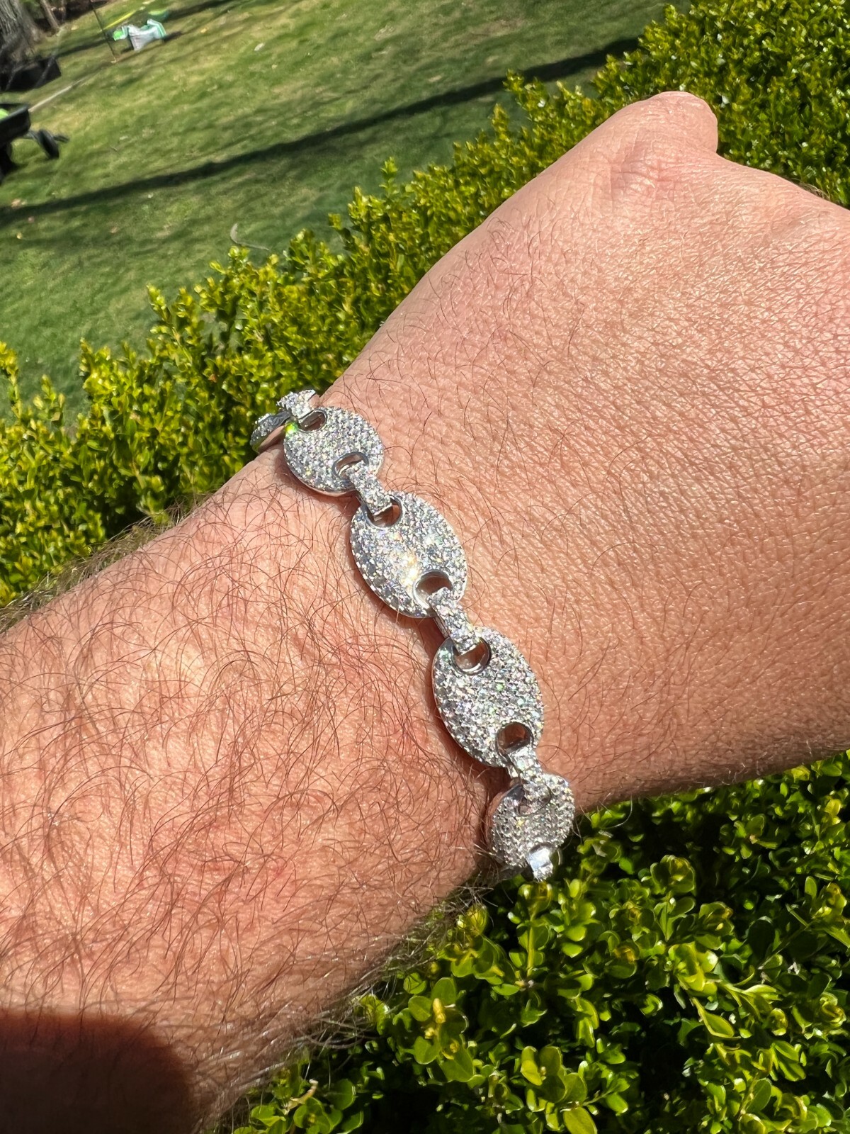 ICED Moissanite Gucci Link Bracelet 12mm Hip Hop 925 Silver Pass Diamond Tester