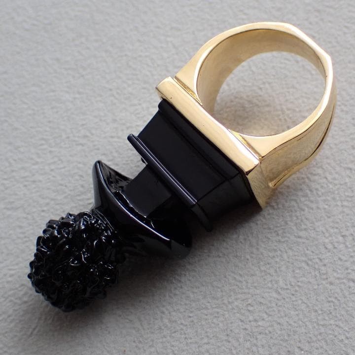 AMBUSH Beethoven Ring Black Gold Size 19.5 Pouch Included Used japan used