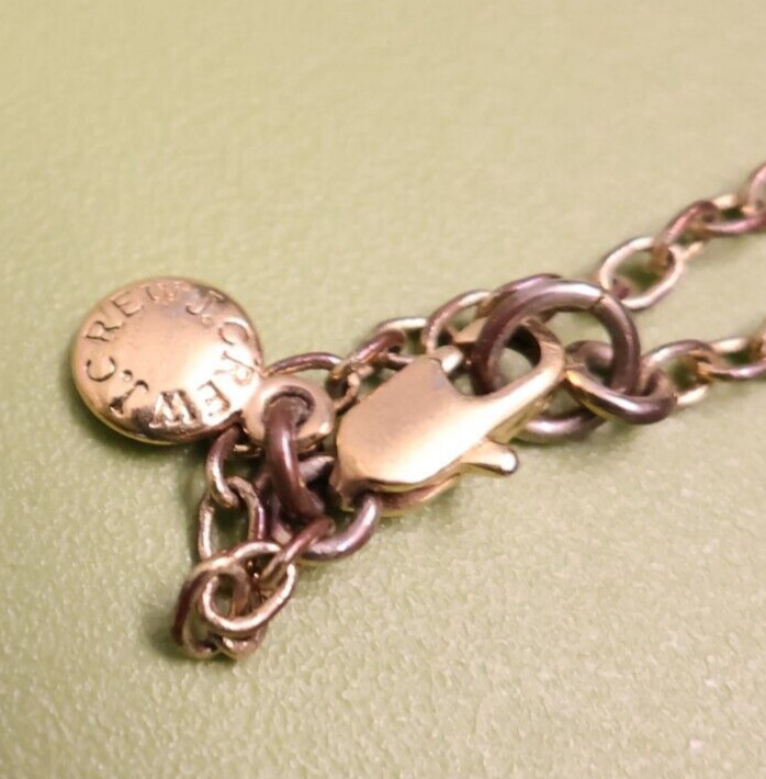 J.Crew necklace imitation pearl cluster clear faceted bead bronzetone adjustable