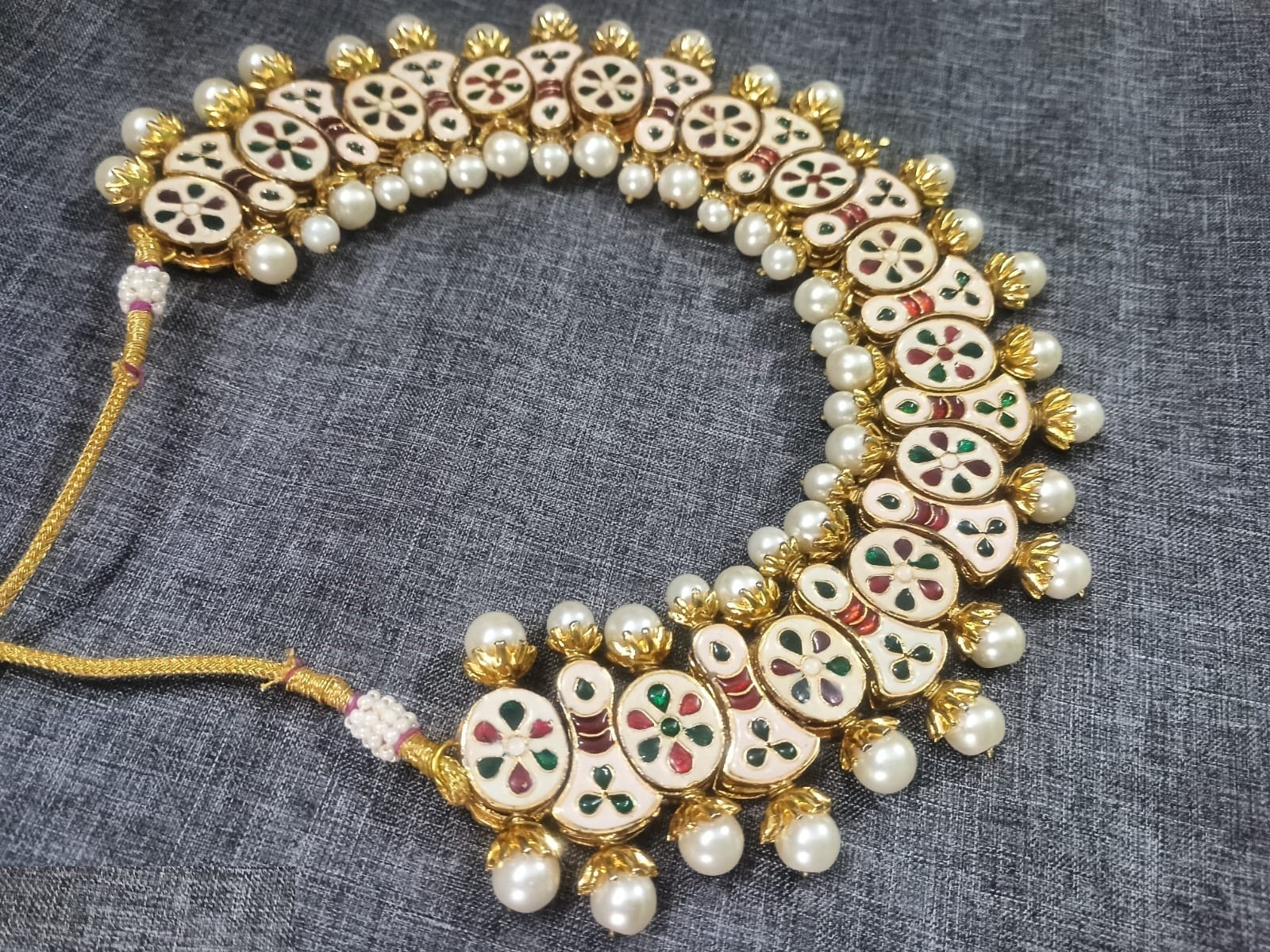 Jaywar Kundan Meenakari Choker Necklace Earrings Set Women Wedding Jewelry