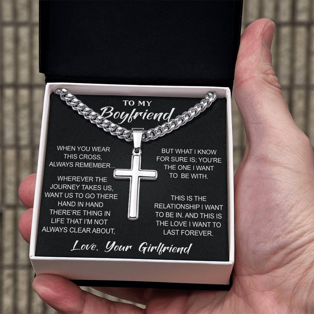 Cross Necklace for Boyfriend, Christian Religious Faith Gifts Romantic Jewelry