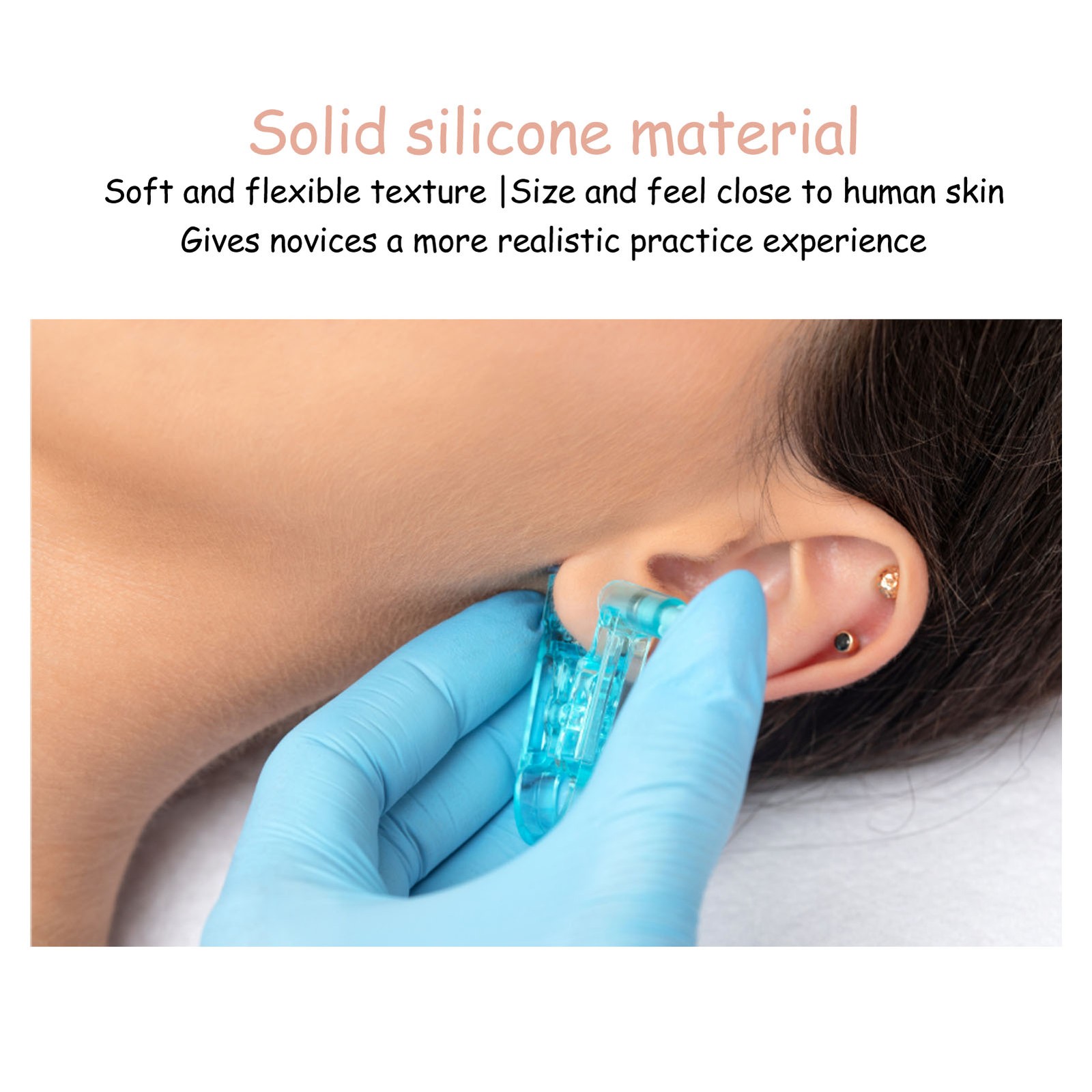 1 Pair Silicone Ear Model Soft For Piercing Exercise (Light Skin)