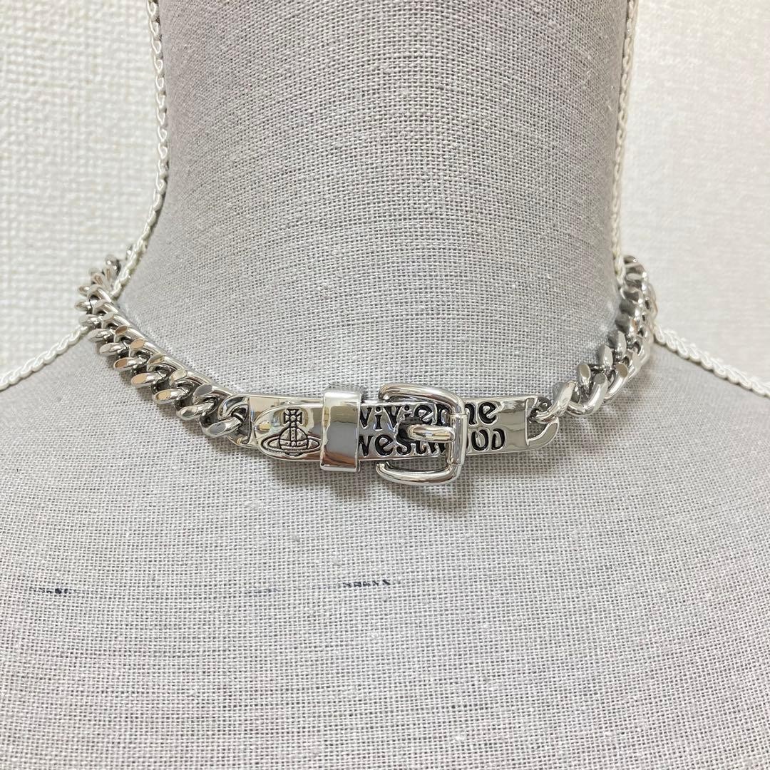 Vivienne Westwood Necklace Bracelet 2way AUGUSTINO Choker Buckle Silver w/Pouch