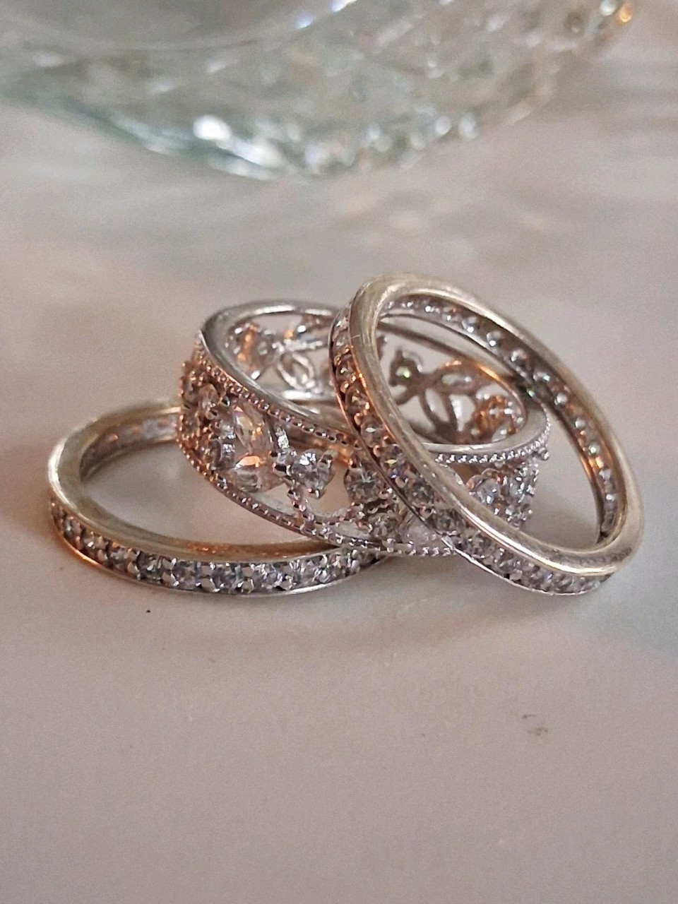 Designer 3 Ct Simulated Diamond 3-piece Eternity Band Ring Set Size 7 Sterling
