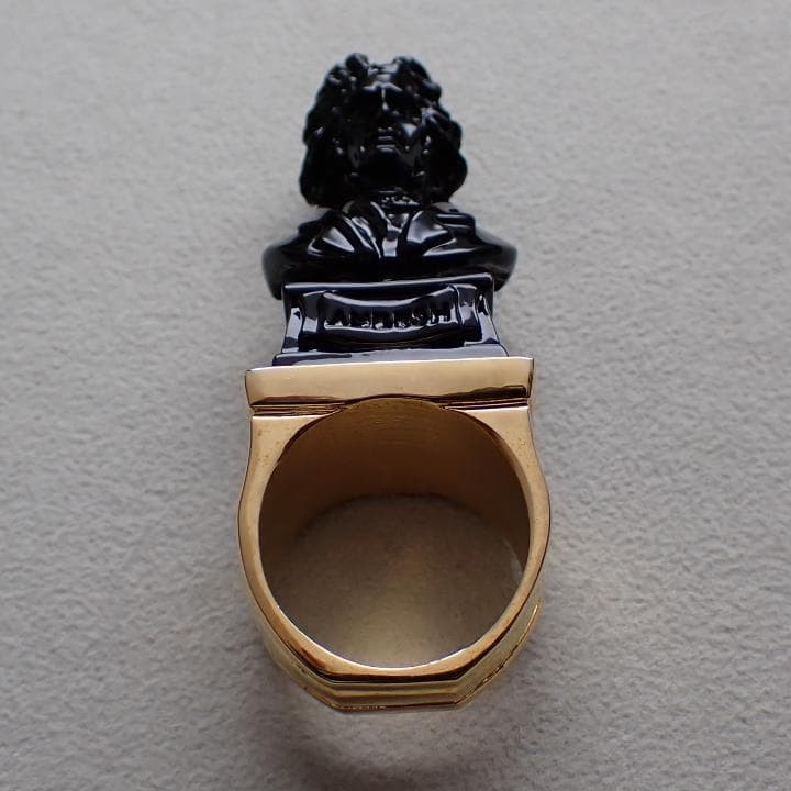 AMBUSH Beethoven Ring Black Gold Size 19.5 Pouch Included Used japan used