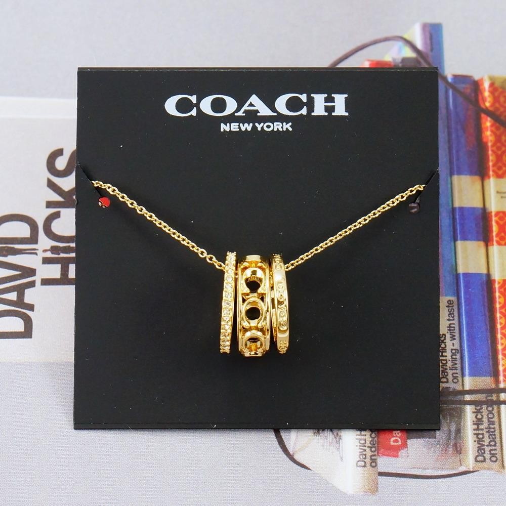 NWOT Coach Signature Metal Openworks Necklace Gold Tone