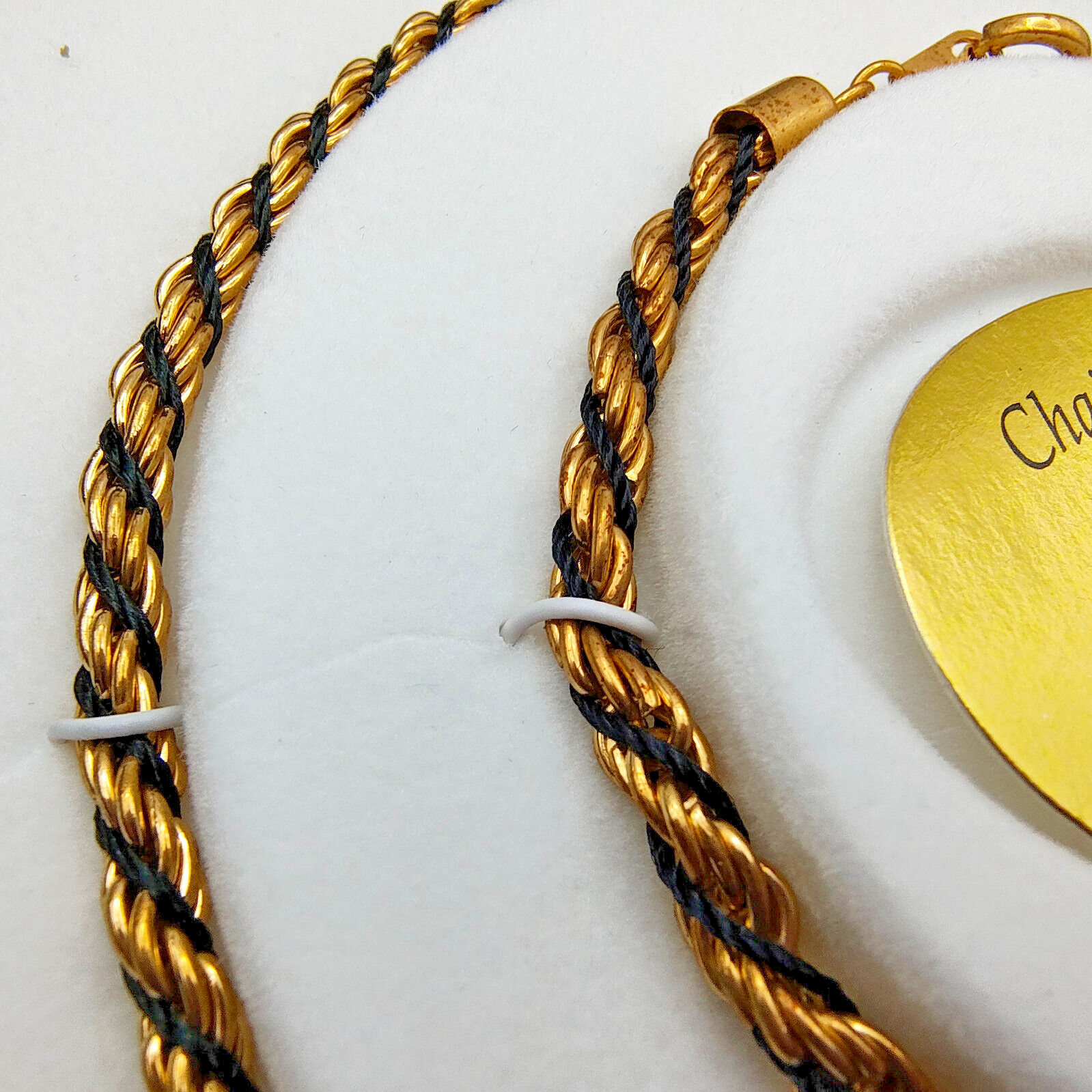 Vintage Chain Wardrobe Gift Set Gold Tone Necklace Bracelet Lipstick Holder