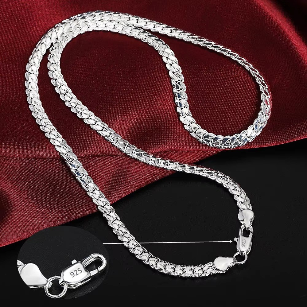 925 Sterling Solid Silver Chain Necklace Jewelry Fashion Gift for Women Men