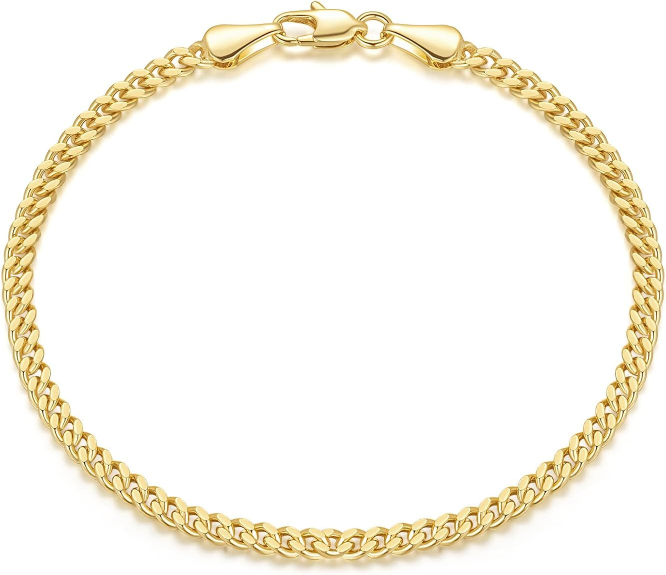 Bracelets for Women 14K Gold Bracelets Classic Cuban Chain Charm Gold Bracelet F