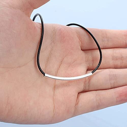 Boho Bar Suede Choker Necklace Black Leather Necklace Chain Silver Bar Choker