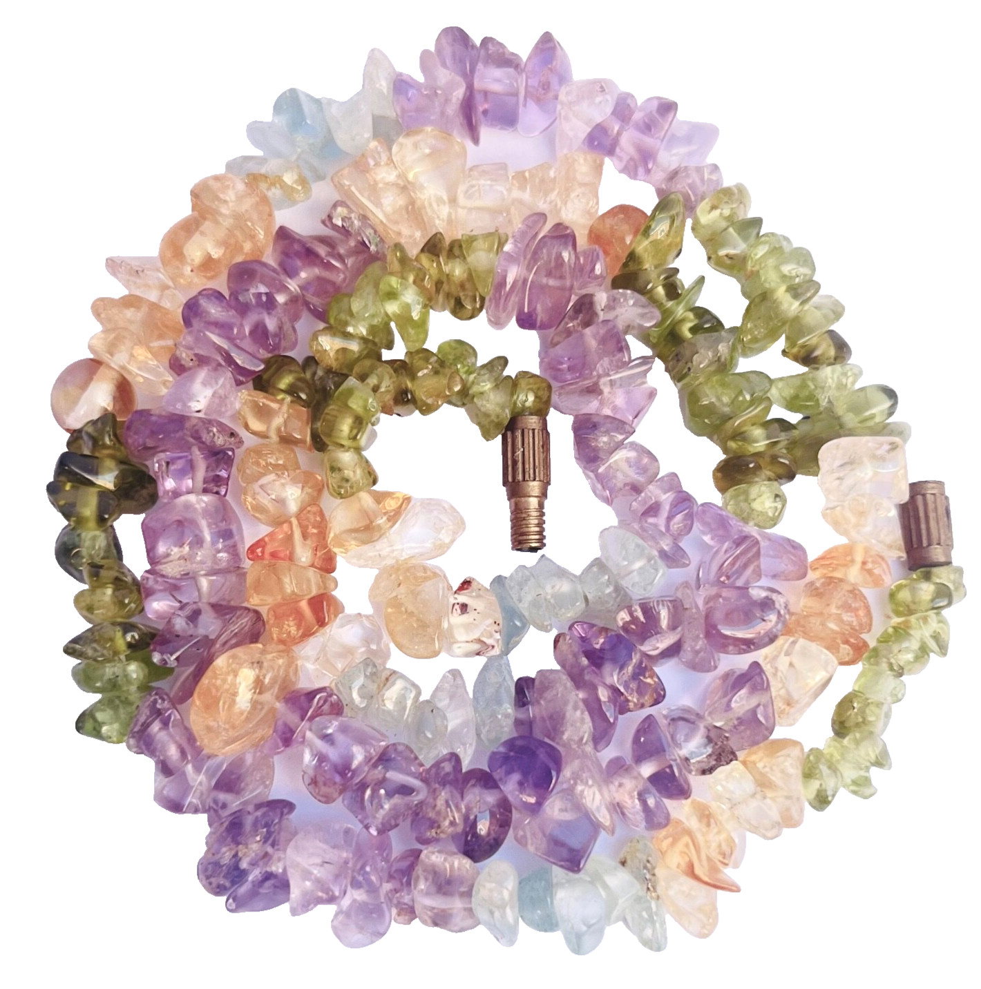 Multicoloured Gemstone Chip Necklace 55cm Long