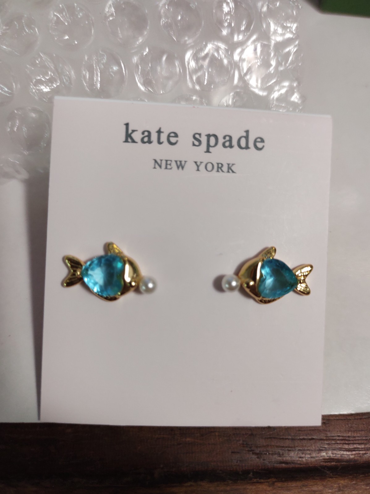Kate Spade Blue Zirconia Fish Stud Earrings