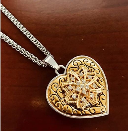 Snap Jewelry Stainless Necklace Gold & Silver Heart Fits 18-20mm Ginger Charms