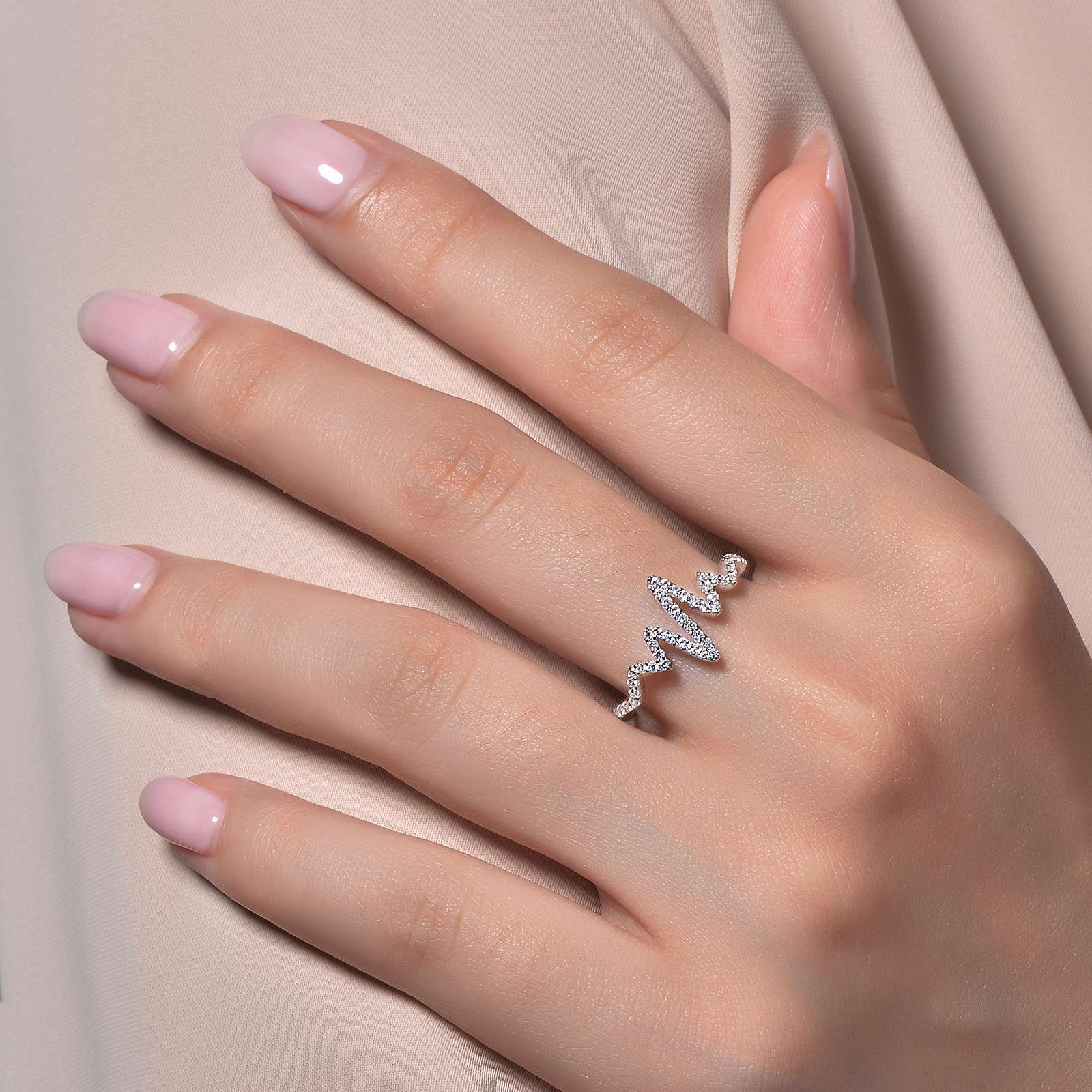 BRAND NEW Lafonn 925 Platinum Plated 0.45CTW Romantic Heartbeat Ring R0202CLP05