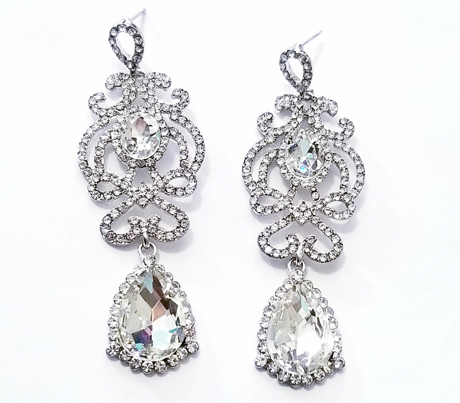 Chandelier Earrings Rhinestone Austrian Crystal 3.1 in Clear