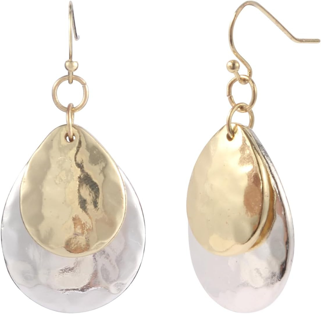 Gold and Silver Mixed Metal Earrings for Women Dangling Vintage Two Tone Boho Sm