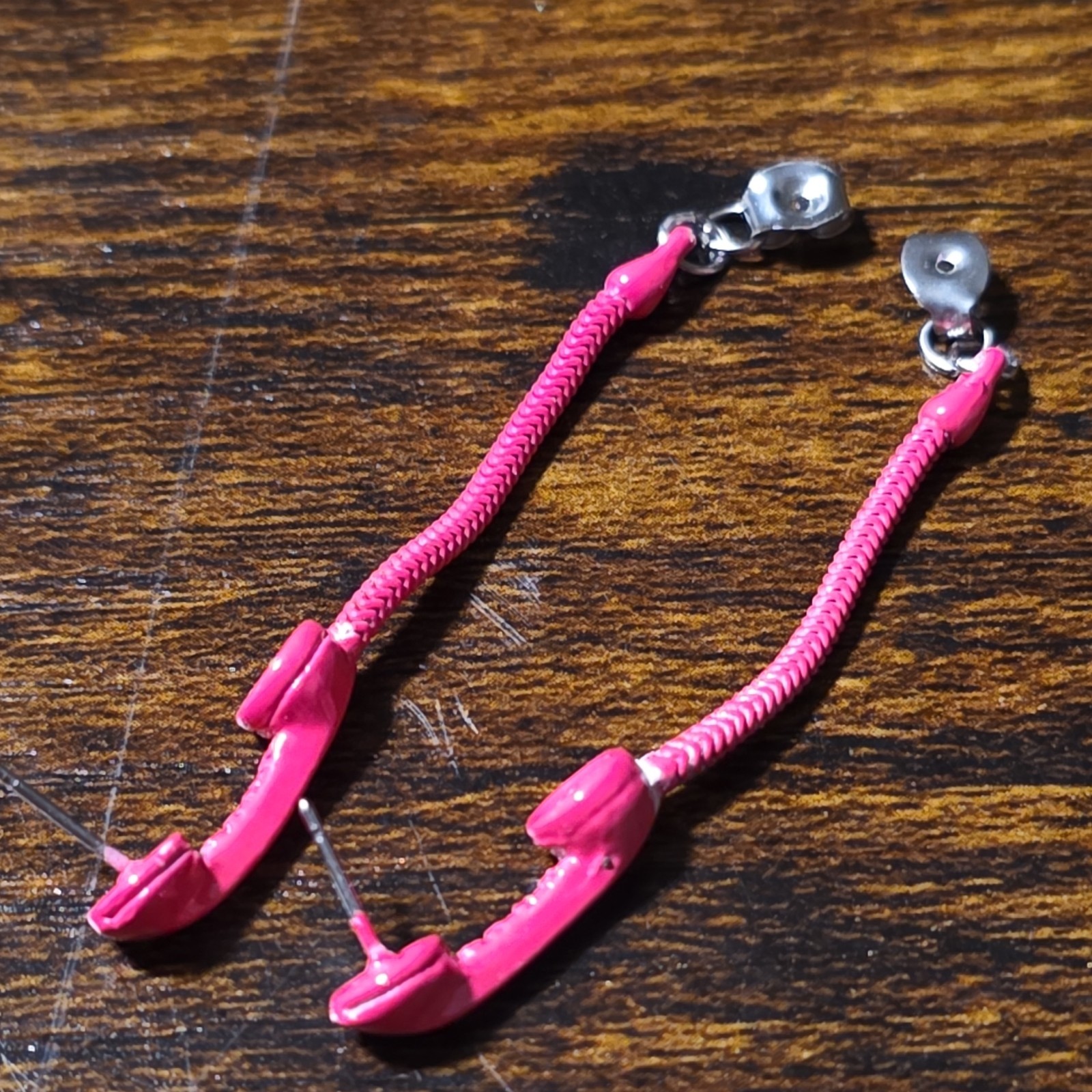 Pink Retro Dangle Earrings Asymmetrical Plastic Metal Butterfly Closure