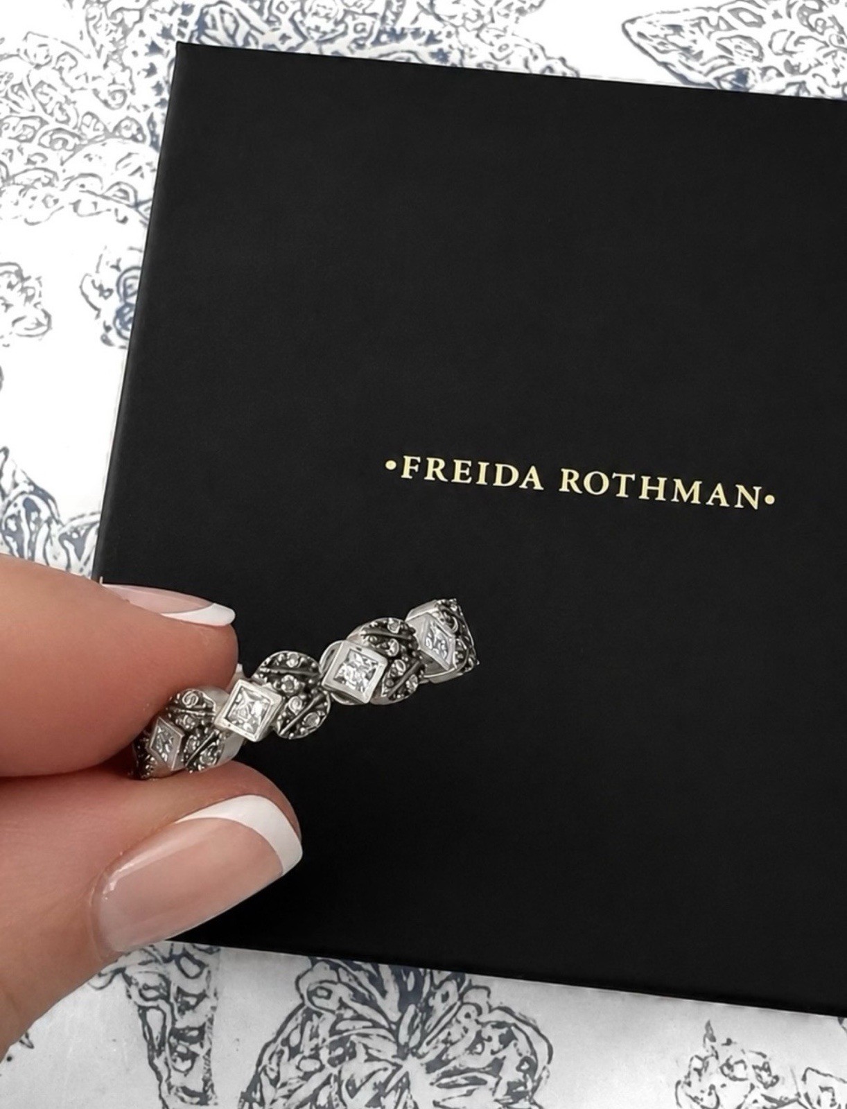 Freida Rothman FR 925 Sterling Silver Black Rhodium Matte FinishStacking Ring 8