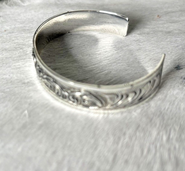 Western Womens Bracelet 6 3/8 x 1/2 in Band Silver Cuff Cowboy Adjustable