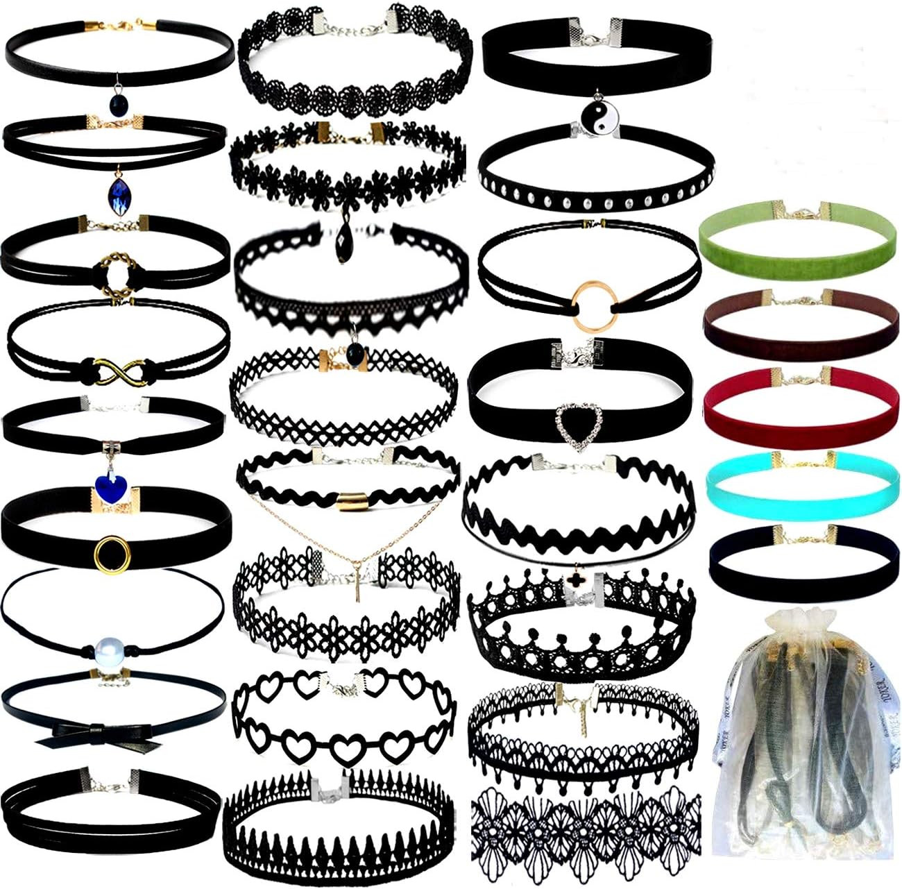 30 Pcs Black Choker Necklaces Set for Womens Velvet Choker Set Classic
