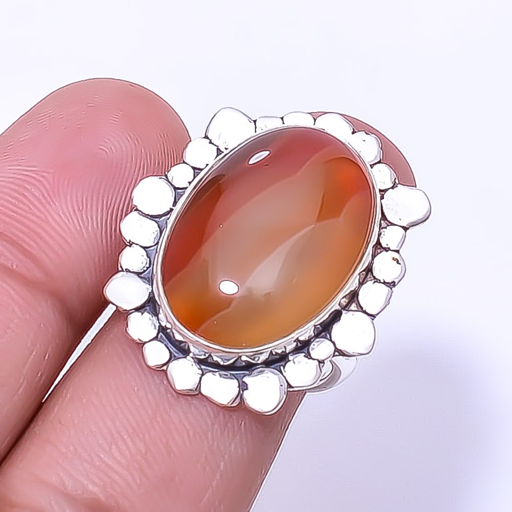 Carnelian – Brazil Designer Handmade Silver Handmade Ring S.7 R_9413_214_65