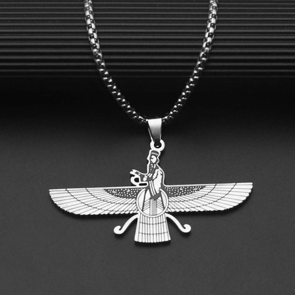 Hip-hop Stainless Steel Vintage Zoroastrian Wild Goose Pendant Necklace Men Gift