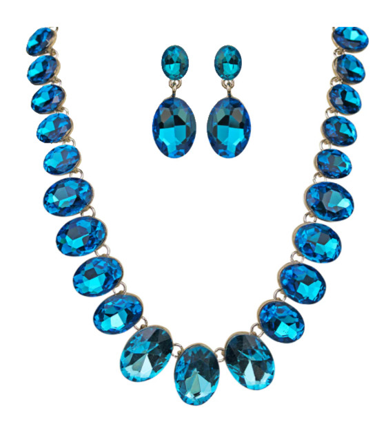 Kirks Folly Teardrop Treasures Necklace & Pierced Earrings Set Silver Blue