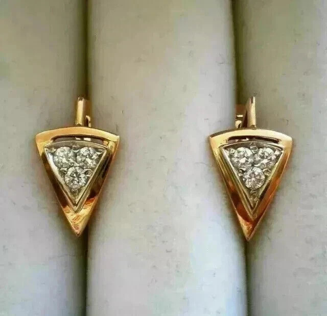 0.80 CT Round Cut Moissanite Huggie Hoop Women’s Earrings 14k Yellow Gold Plated