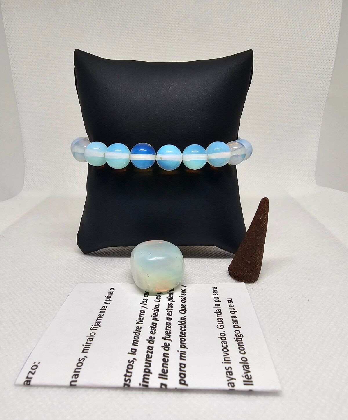 PULSERA CUARZO LUNA MAS PIEDRA CUARZO BUENAS ENERGIAS SUERTE PROTECCION