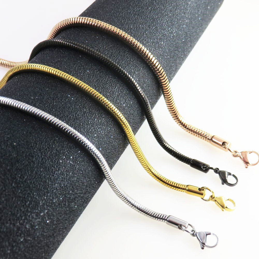 Wholesale Stainless Steel Silver Gold Classic Snake Chain Necklace 1mm-3mm NEW