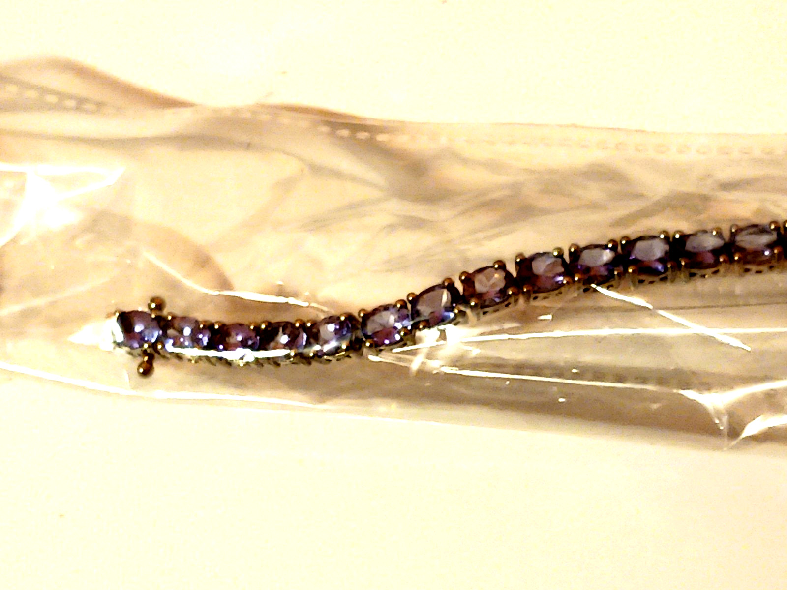 NEW, VERY COLORFUL TANZINITE WITH STERLING SILVER BACKED BRACELET MIX Sz 7/1/2