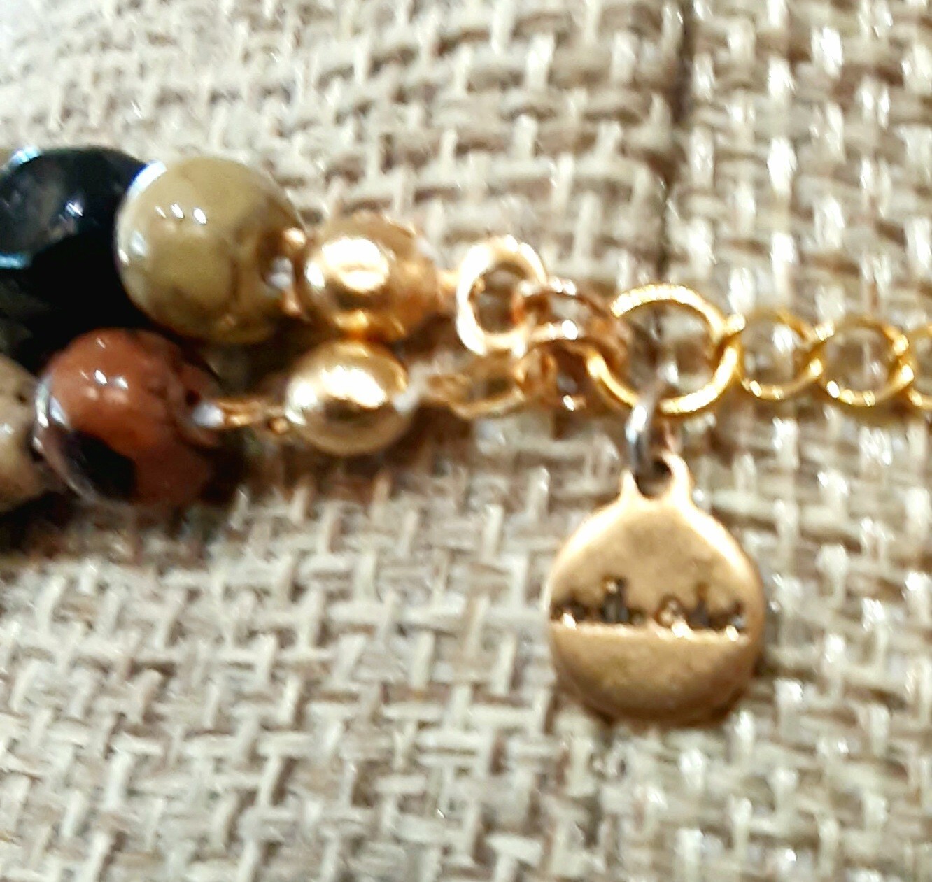 STELLA and DOT 🧿 Stunning 2 Strand Brown Tones 11″L Necklace + 2″L Earrings Ap5
