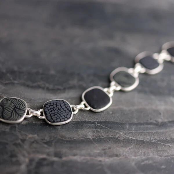 JILZARAH MIDNIGHT PALM REVERSIBLE COIN BRACELET-POLYMER CLAY BEADS-35% OFF